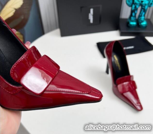 Luxurious Saint Laurent D'ORSAY High Heel Pumps 11cm in Patent Leather Burgundy 1226093