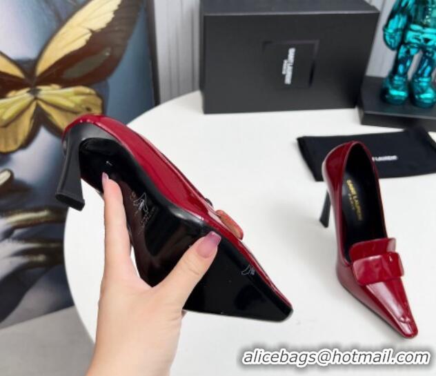 Luxurious Saint Laurent D'ORSAY High Heel Pumps 11cm in Patent Leather Burgundy 1226093