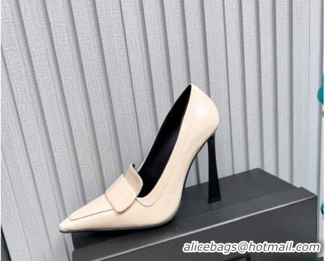 Grade Quality Saint Laurent D'ORSAY High Heel Pumps 11cm in Patent Leather Light Beige 1226095