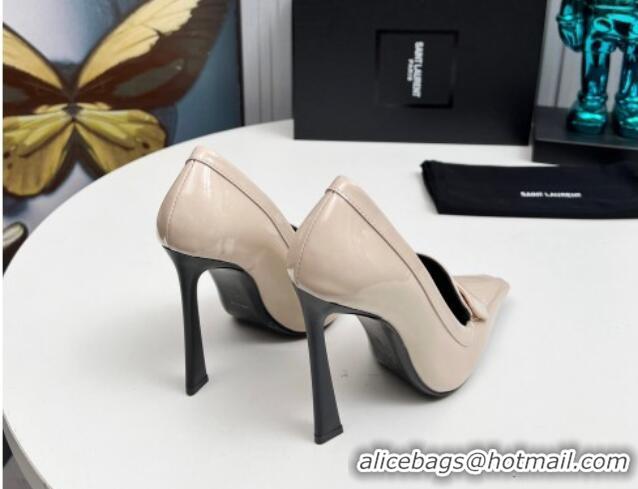 Grade Quality Saint Laurent D'ORSAY High Heel Pumps 11cm in Patent Leather Light Beige 1226095