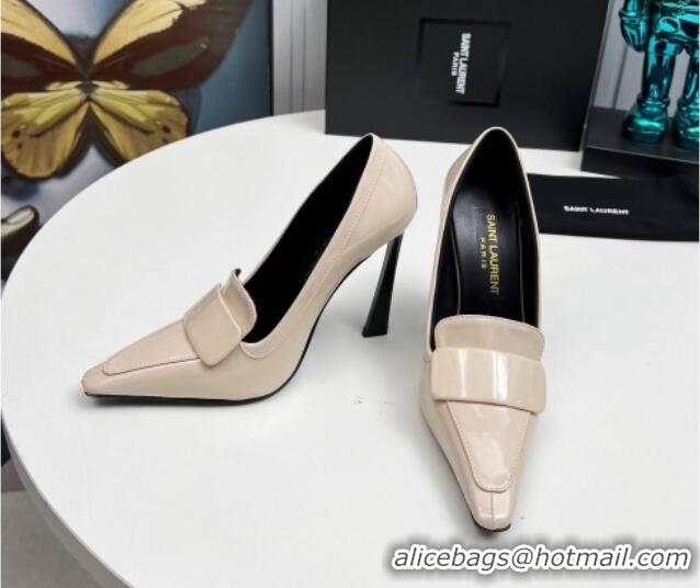 Grade Quality Saint Laurent D'ORSAY High Heel Pumps 11cm in Patent Leather Light Beige 1226095