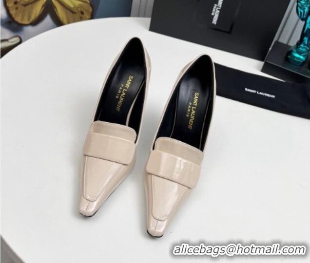 Grade Quality Saint Laurent D'ORSAY High Heel Pumps 11cm in Patent Leather Light Beige 1226095