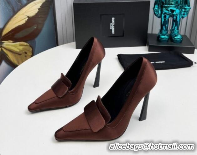 Discount Saint Laurent D'ORSAY High Heel Pumps 11cm in Patent Leather Brown 1226098