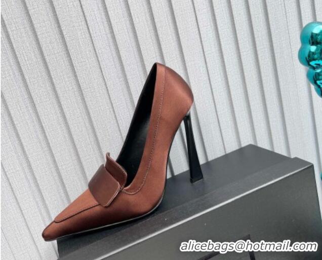 Discount Saint Laurent D'ORSAY High Heel Pumps 11cm in Patent Leather Brown 1226098