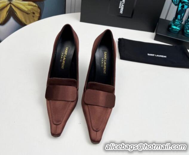 Discount Saint Laurent D'ORSAY High Heel Pumps 11cm in Patent Leather Brown 1226098