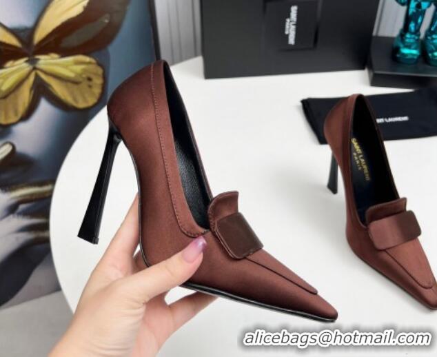 Discount Saint Laurent D'ORSAY High Heel Pumps 11cm in Patent Leather Brown 1226098