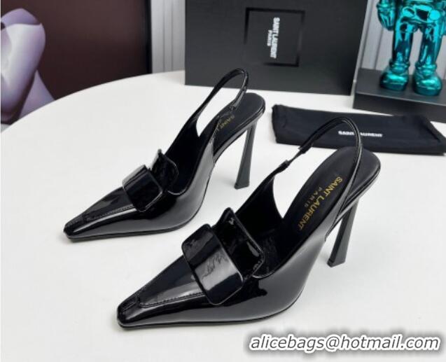 Most Popular Saint Laurent D'ORSAY Slingback Pumps 11cm in Patent Leather Black 1226100