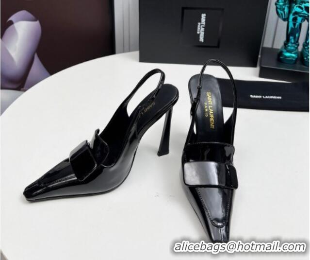 Most Popular Saint Laurent D'ORSAY Slingback Pumps 11cm in Patent Leather Black 1226100