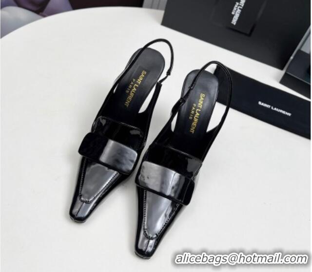 Most Popular Saint Laurent D'ORSAY Slingback Pumps 11cm in Patent Leather Black 1226100