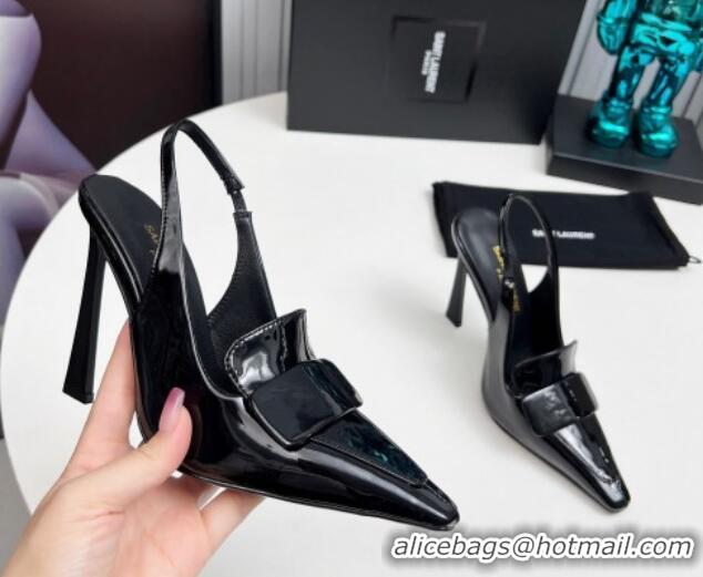 Most Popular Saint Laurent D'ORSAY Slingback Pumps 11cm in Patent Leather Black 1226100