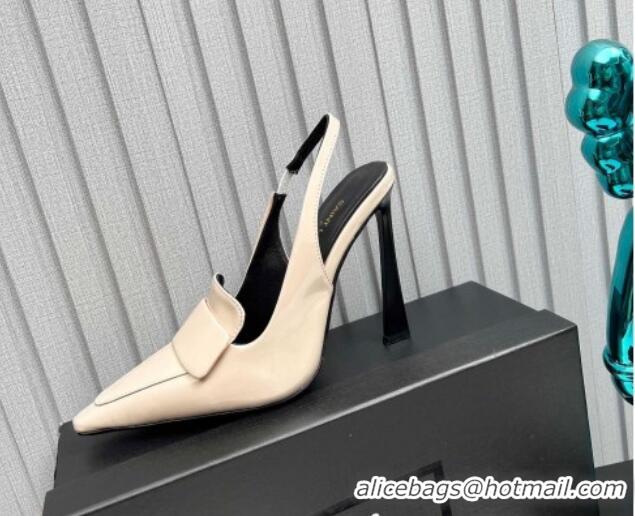 Good Quality Saint Laurent D'ORSAY Slingback Pumps 11cm in Patent Leather Light Beige 1226102