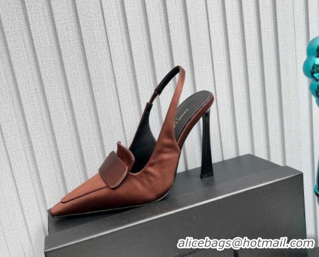 Best Product Saint Laurent D'ORSAY Slingback Pumps 11cm in Satin Brown 1226104