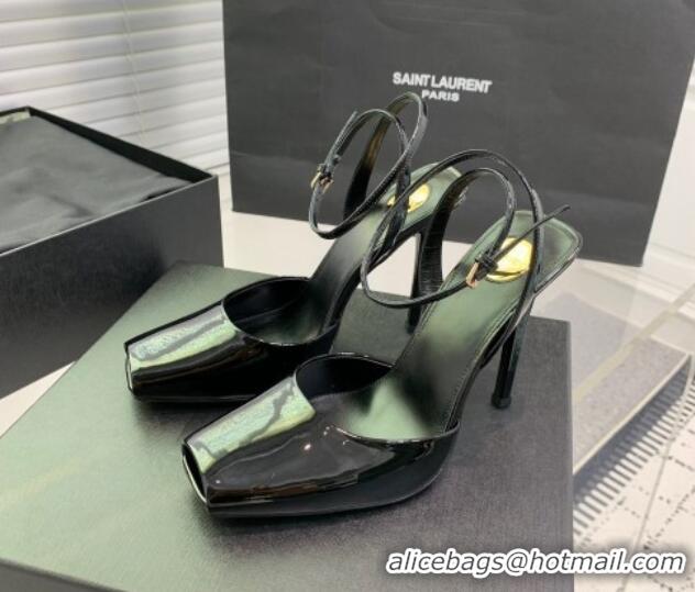 Fashion Saint Laurent La Scandale High Heel Sandals 11cm in Patent Leather Black 1226105