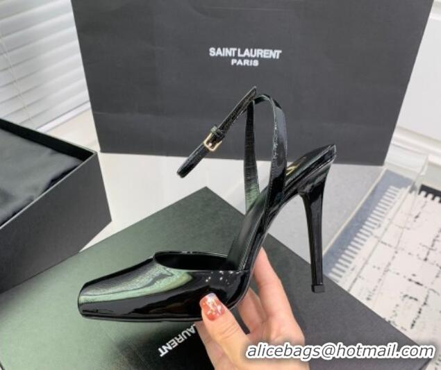 Fashion Saint Laurent La Scandale High Heel Sandals 11cm in Patent Leather Black 1226105