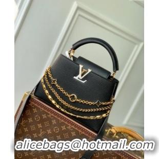 Affordable Price Louis Vuitton Capucines BB Bag in Black Taurillon Leather with Chain M12345 2025