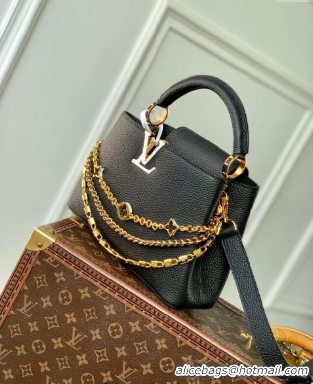 Affordable Price Louis Vuitton Capucines BB Bag in Black Taurillon Leather with Chain M12345 2025