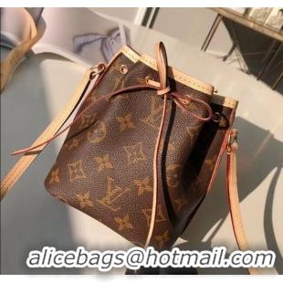 Famous Brand Louis Vuitton Nano Noe Mini Bucket Bag M41346 Monogram Canvas/Nude 2025