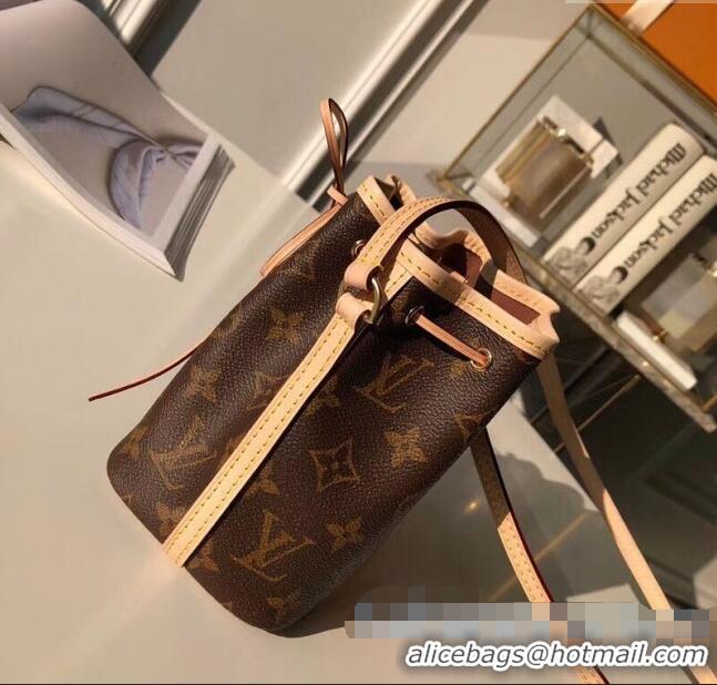 Famous Brand Louis Vuitton Nano Noe Mini Bucket Bag M41346 Monogram Canvas/Nude 2025