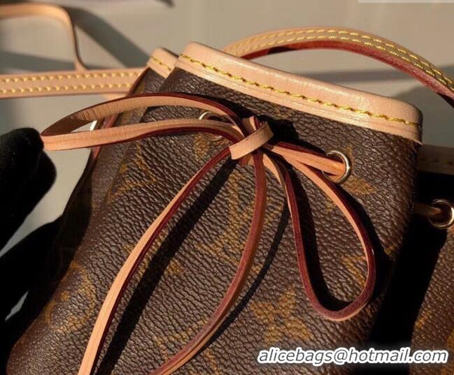 Famous Brand Louis Vuitton Nano Noe Mini Bucket Bag M41346 Monogram Canvas/Nude 2025