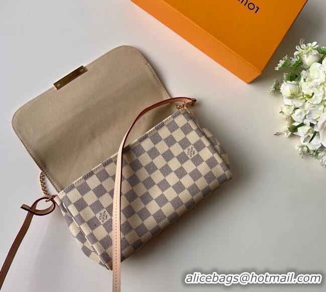 Top Design Louis Vuitton Pochette Favorite MM Chain Bag Damier Azur Canvas N41275 2025