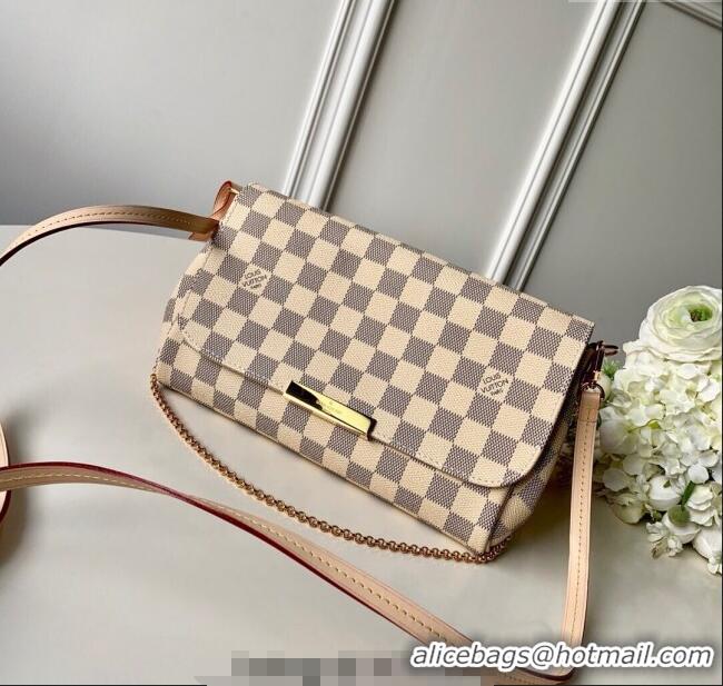 Top Design Louis Vuitton Pochette Favorite MM Chain Bag Damier Azur Canvas N41275 2025