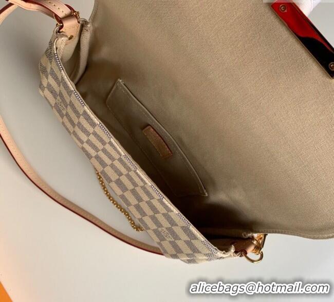 Top Design Louis Vuitton Pochette Favorite MM Chain Bag Damier Azur Canvas N41275 2025