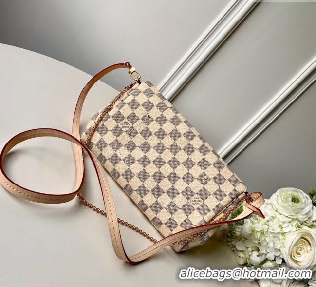 Top Design Louis Vuitton Pochette Favorite MM Chain Bag Damier Azur Canvas N41275 2025