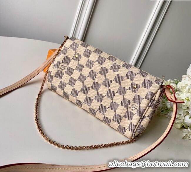 Top Quality Louis Vuitton Pochette Favorite PM Chain Bag Damier Azur Canvas N41277 2025