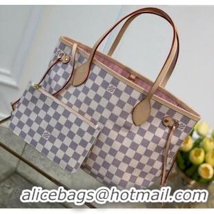 New Fashion Louis Vuitton Neverfull PM Tote Bag N41362 Damier Azur Canvas/Pink 2025