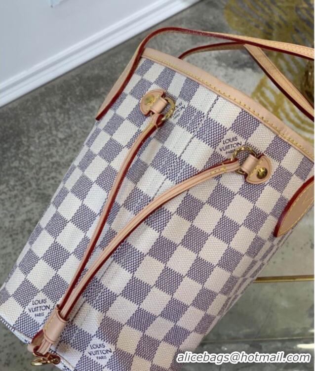 New Fashion Louis Vuitton Neverfull PM Tote Bag N41362 Damier Azur Canvas/Pink 2025