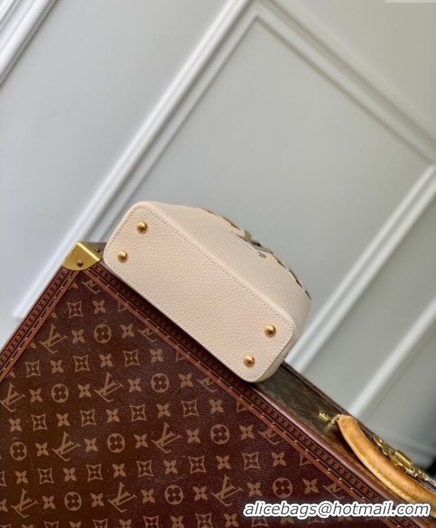 Low Cost Louis Vuitton Capucines Mini Bag in Black Taurillon Leather with Maxi Studs M12751 Quartz Beige 2025