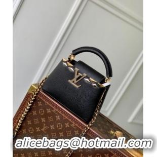 Trendy Design Louis Vuitton Capucines Mini Bag in Black Taurillon Leather with Maxi Studs M12751 Black 2025