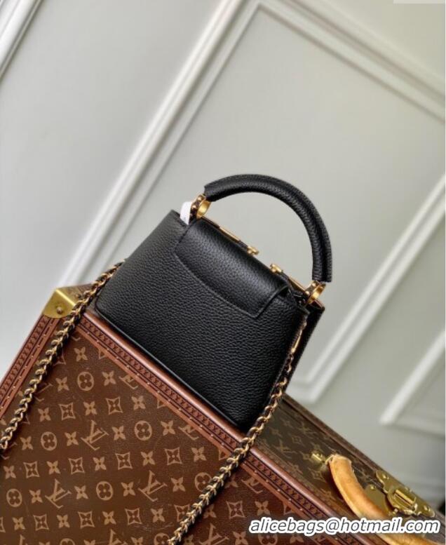 Trendy Design Louis Vuitton Capucines Mini Bag in Black Taurillon Leather with Maxi Studs M12751 Black 2025