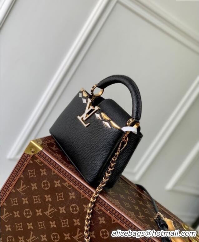 Trendy Design Louis Vuitton Capucines Mini Bag in Black Taurillon Leather with Maxi Studs M12751 Black 2025