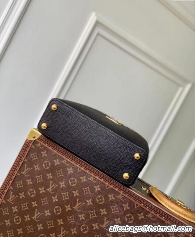 Good Taste Louis Vuitton Capucines BB Bag in Black Taurillon Leather with Maxi Studs M11964 Black 2025