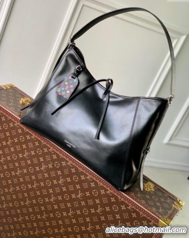 Top Grade Louis Vuitton LV x TM CarryAll Vibe Hobo Bag in Black Lambskin Leather M13105 2025