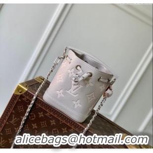 Reasonable Price Louis Vuitton Nano Noe Bucket Bag in Embossed Grained Leather M14224 Brume Grey/White Quartz 2025