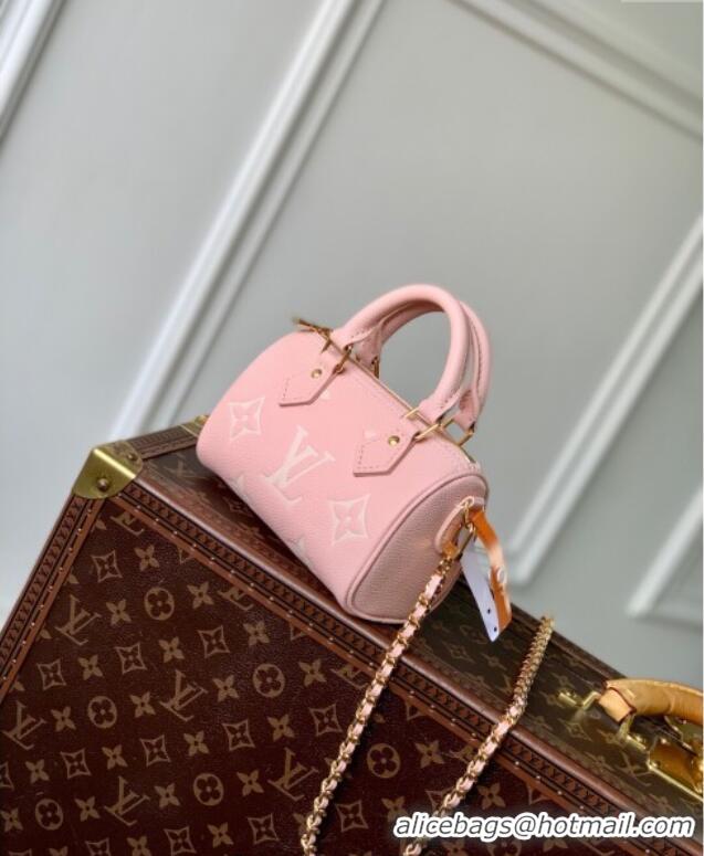 Promotional Louis Vuitton Nano Speedy Bag in Embossed Grained Leather M14226 Rose Pink/ White Quartz 2025