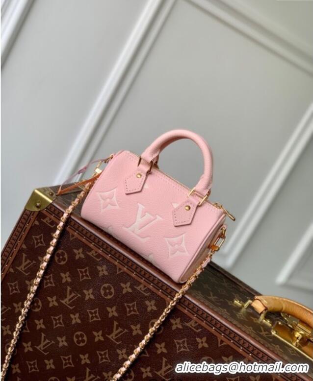 Promotional Louis Vuitton Nano Speedy Bag in Embossed Grained Leather M14226 Rose Pink/ White Quartz 2025