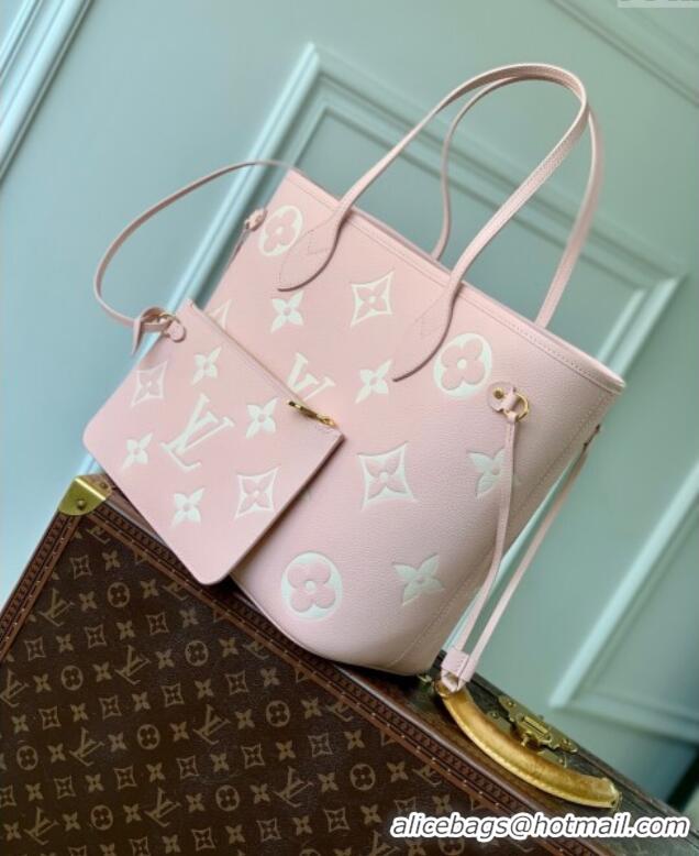 Fashion Discount Louis Vuitton Neverfull MM Tote Bag in Embossed Grained Leather M14210 Rose Pink 2025