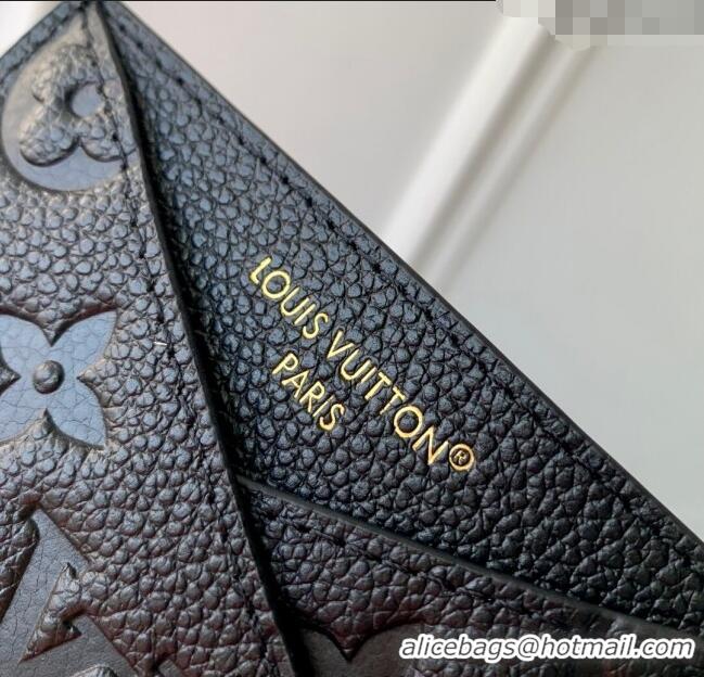 Top Grade Louis Vuitton Criss-Cross Card Holder Wallet in Black Embossed Grained Leather M13695 2025