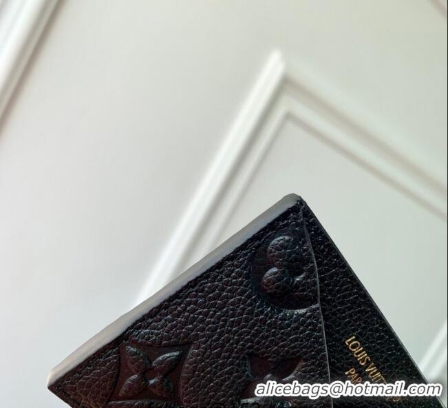 Top Grade Louis Vuitton Criss-Cross Card Holder Wallet in Black Embossed Grained Leather M13695 2025