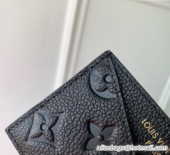 Top Grade Louis Vuitton Criss-Cross Card Holder Wallet in Black Embossed Grained Leather M13695 2025