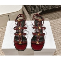 Grade Quality Celine Clemence Multi Triomphe Heel Sandals 4cm in Patent Leather Burgundy 223087