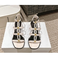 Pretty Style Celine Clemence Multi Triomphe Heel Sandals 4cm in Patent Leather White 223088