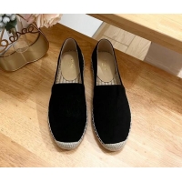 Top Grade Celine Suede Logo Espadrilles Flats Black 1223091