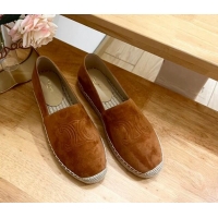 Durable Celine Suede Logo Espadrilles Flats Brown 1223092