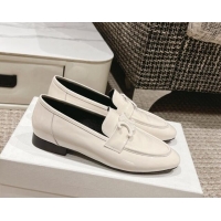 Purchase Celine One-to-One Triomphe Logo Flat Loafers in Patent Leather White 1223095