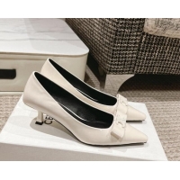 Shop Duplicate Celine Patent Leather Pumps 5cm with Logo Bow White 1223098