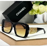 Cheap Chanel Sunglasses with Gold-Tone Mesh CH5532 Black/Yellow 2024